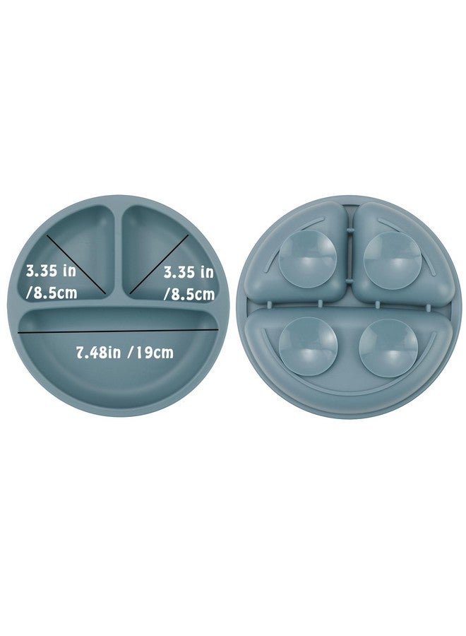 PandaEar Baby Feeding Set, 3 Pack Toddler Plates with 3 Spoons, 100% Silicone Divided Suction Plate for Babies, BPA-Free, Dishwasher and Microwave Safe -Blue/Red/Brown - Image 4