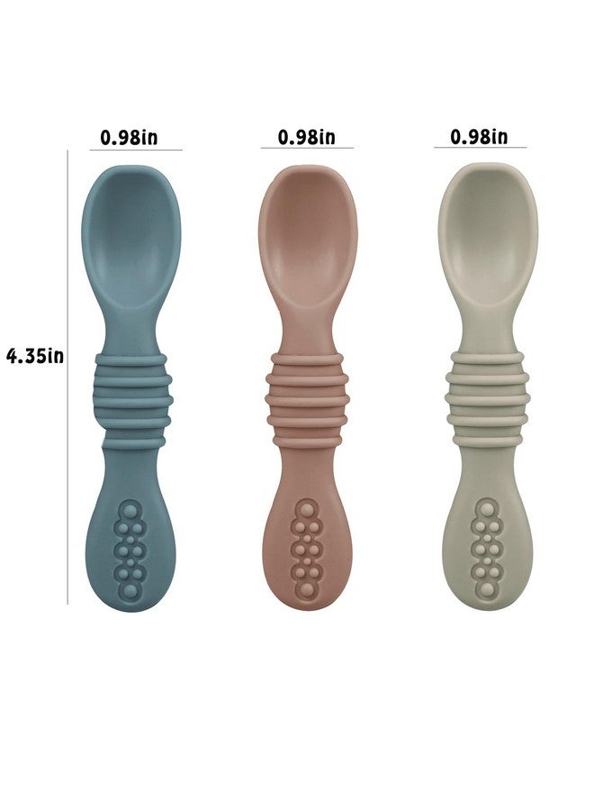 PandaEar Baby Feeding Set, 3 Pack Toddler Plates with 3 Spoons, 100% Silicone Divided Suction Plate for Babies, BPA-Free, Dishwasher and Microwave Safe -Blue/Red/Brown - Image 5