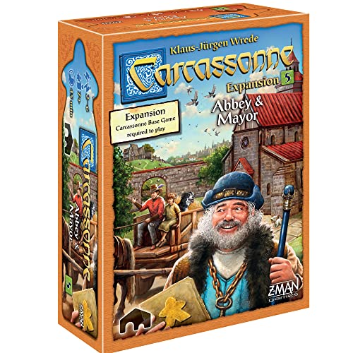 Asmodee Carcassonne Abbey & Mayor Board Game Expansion - Unleash New Strategies and Characters! Medieval Strategy Game for Kids and Adults, Ages 7+, 2-6 Players, 45 Minute Playtime, Made by Z-Man Games - Image 1