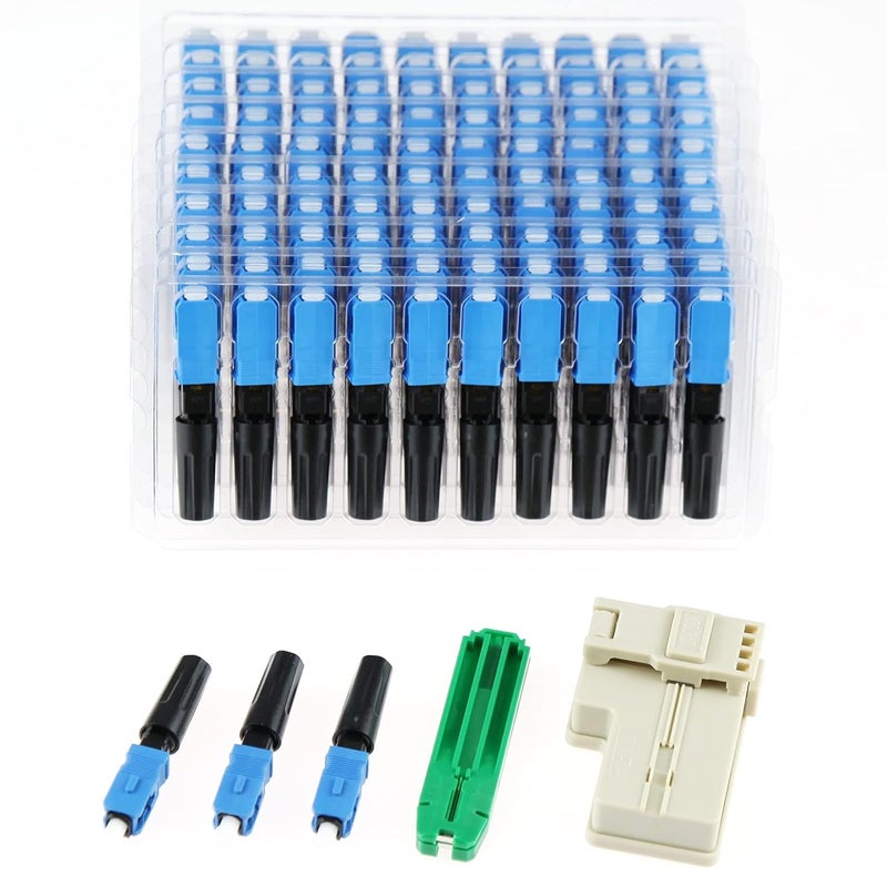 LEITE 20pcs SC UPC Fiber Optic Quick Connector with Matched Tools Fiber Fast Connectors Single Mode SM 9/125 Mechanical Splice for Fiber Network Instrument - Image 1