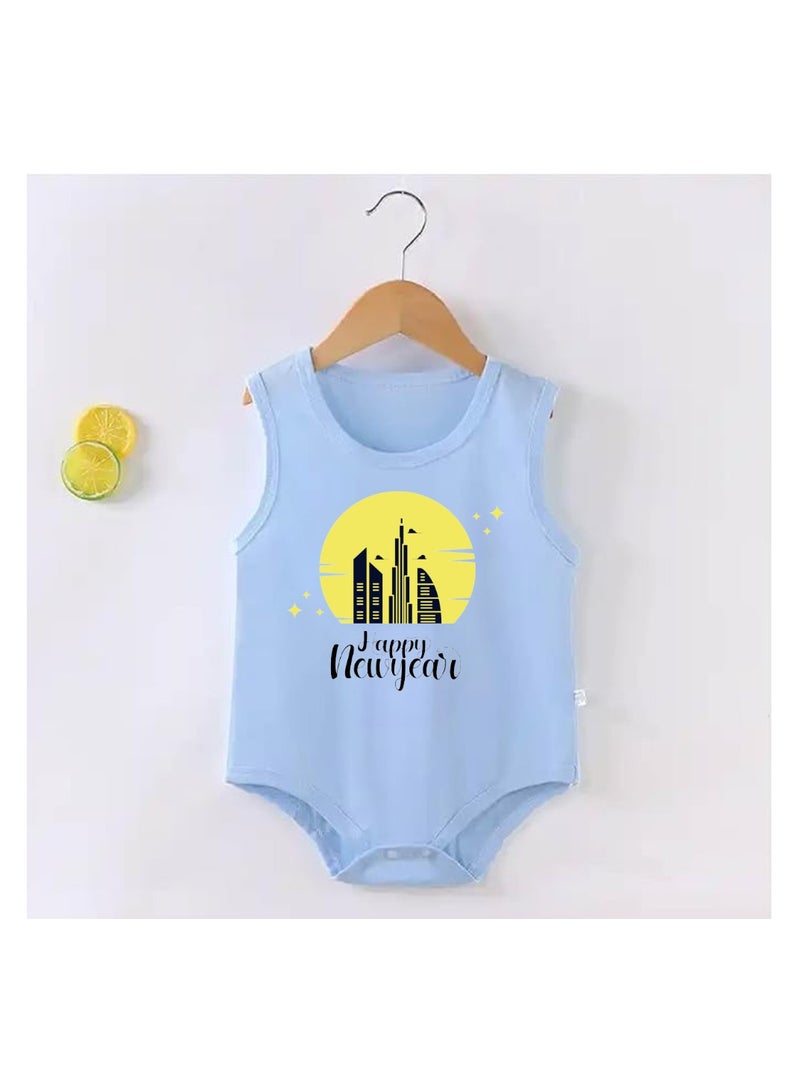 Happy New Year In Dubai With This Soft Cotton Baby Sleeve Less Onesie-Baby Bodysuit For New Year's Dubai-Baby's New Year's Outfit