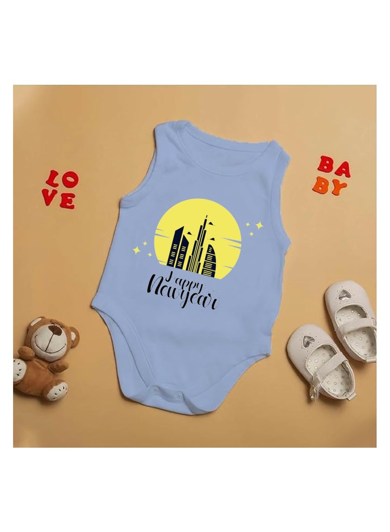 Happy New Year In Dubai With This Soft Cotton Baby Sleeve Less Onesie-Baby Bodysuit For New Year's Dubai-Baby's New Year's Outfit