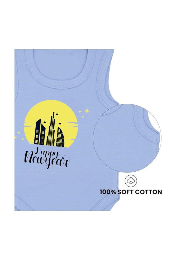 Happy New Year In Dubai With This Soft Cotton Baby Sleeve Less Onesie-Baby Bodysuit For New Year's Dubai-Baby's New Year's Outfit