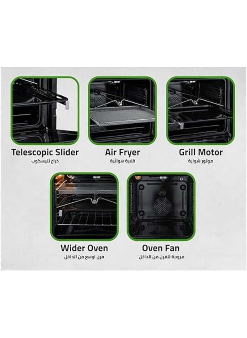 UNIONAIRE Built-in oven, 60 cm, hydraulic door, gas oven and grill, full safety, equipped with an internal i-Cook air fryer from Unionaire  - Image 3