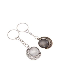 24pcs Pendant Trays Round Blank Bezel Tray with 24 Glass Cabochons Keychain Ring Charm for DIY Craft Jewelry Making Material