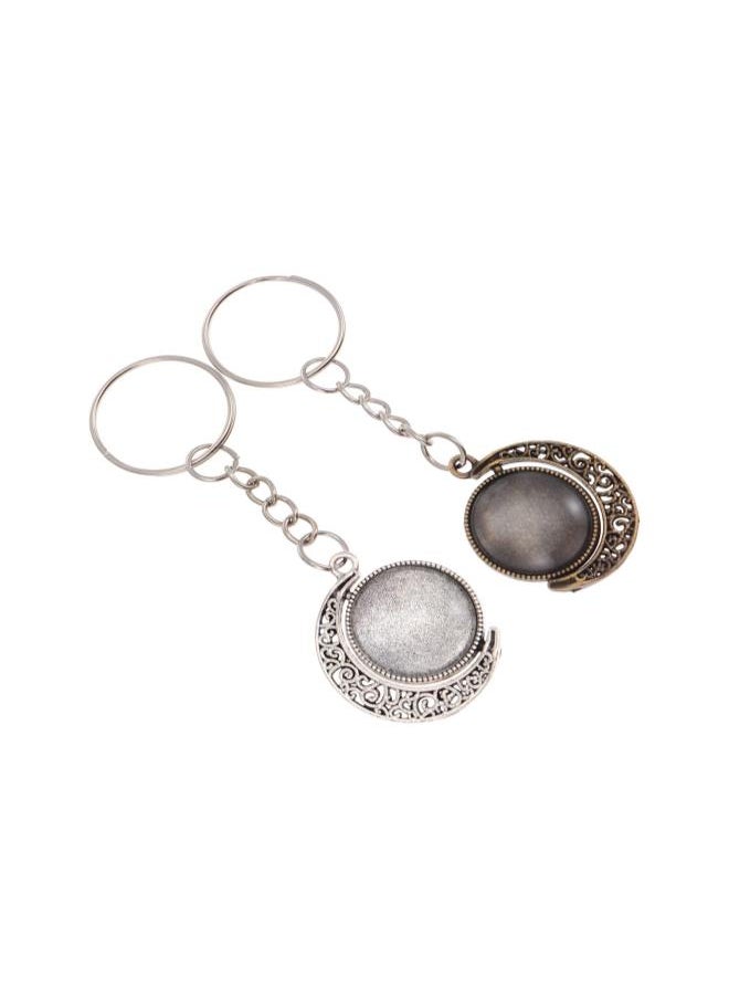 WYBOT - 24pcs Pendant Trays Round Blank Bezel Tray with 24 Glass Cabochons Keychain Ring Charm for DIY Craft Jewelry Making Material - Image 1