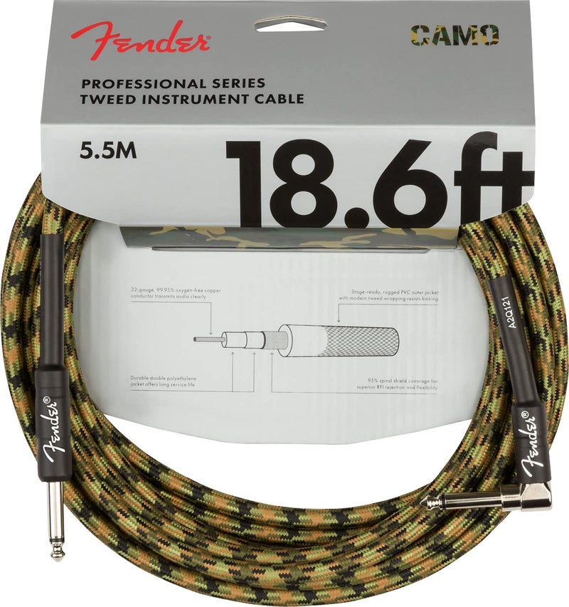 FENDER كابل أدوات فندر الاحترافي بطول 18.6 قدم بزاوية مستقيمة تمويه الغابة - عبوة واحدة - Image 2