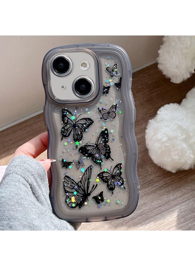 S-TOP Case For iPhone 14 Plus Wave Edge Butterfly TPU Hybrid PC Phone Case - Image 1