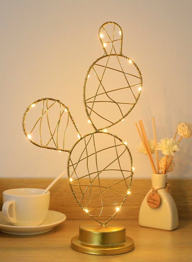 DUNISO مصباح مكتبي مزود بإضاءة ليلية على شكل صبار ذهبي لتزيين مهرجان رمضان - Image 5