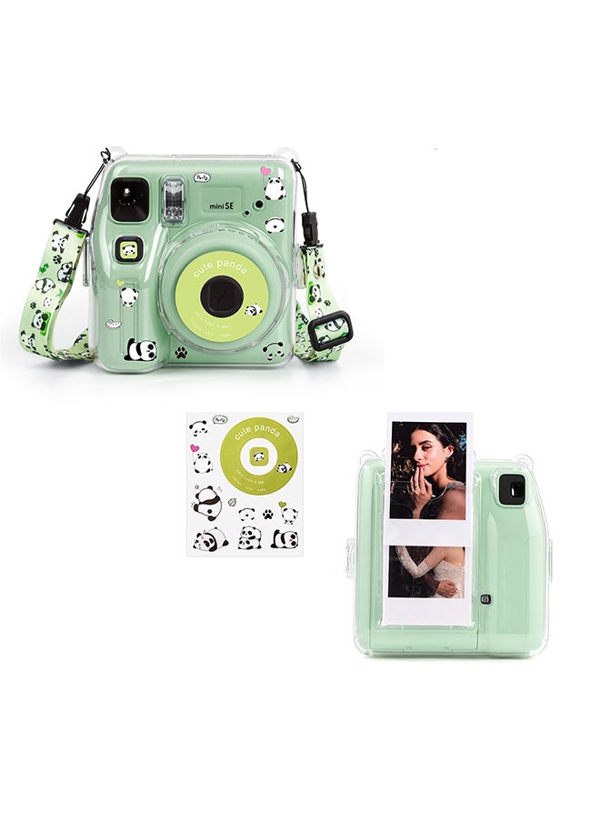 أو أوزون - حافظة شفافة لكاميرا Fujifilm Instax Mini SE الفورية | غطاء حماية صلب من البولي كربونات مع جيب فيلم + ملصق لطيف وحزام قابل للإزالة - شفاف - Image 1