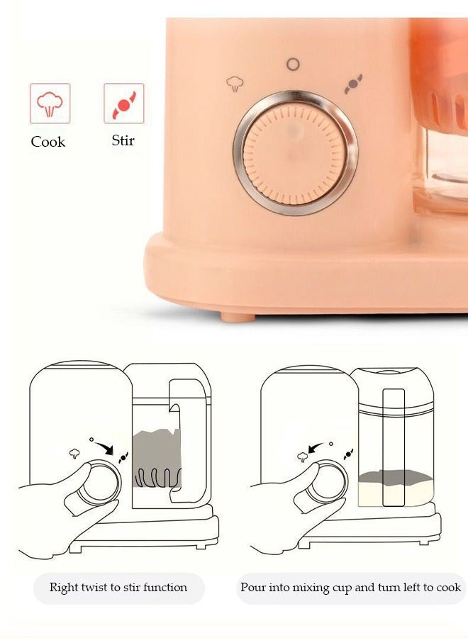 DUNISO Baby Food Maker, multifunctional steaming mixer, mini food grinder，with anti scalding handle, suitable for making fruit puree, meat puree, juice, 231 * 135 * 204mm, pink  - Image 4