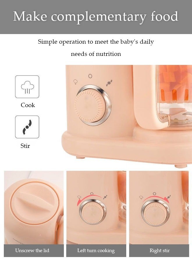 DUNISO Baby Food Maker, multifunctional steaming mixer, mini food grinder，with anti scalding handle, suitable for making fruit puree, meat puree, juice, 231 * 135 * 204mm, pink  - Image 5