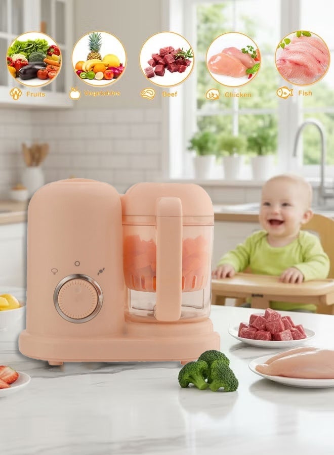 DUNISO صانع طعام الأطفال، خلاط بخاري متعدد الوظائف، مطحنة طعام صغيرة، مع مقبض مضاد للحروق، مناسب لصنع هريس الفواكه، هريس اللحم، العصير، 231 * 135 * 204 مم، وردي - Image 1