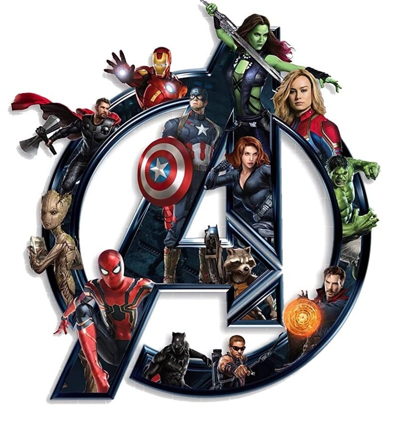 Decals Creation Avengers Logo All Super Hero Wall Sticker for Kids Room Living Room Multicolor Size 51Cm X 48Cm