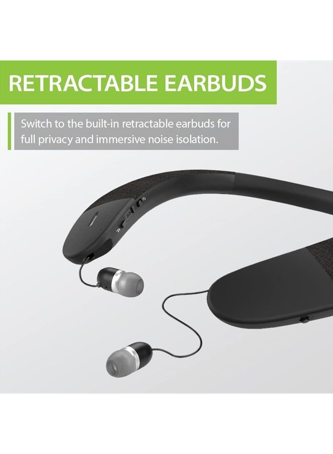 Avantree Torus Wearable Wireless Neck Speaker, Bluetooth 5.0, aptX HD, Low Latency, Personal Neckband Speakers with Retractable Earbuds, Superb Audio Quality, 3D Surround Stereo for Music TV (NB05) - Image 5