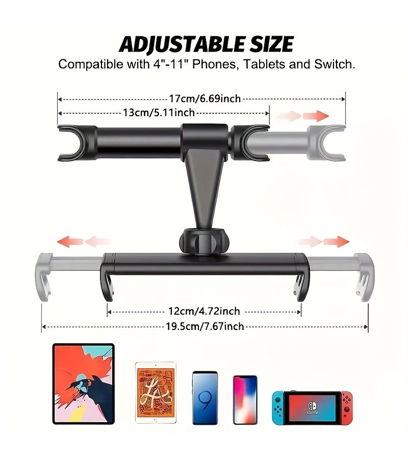 Black Rotatable Car Seat Bracket For Tablet And Phone Hands Free - Image 2