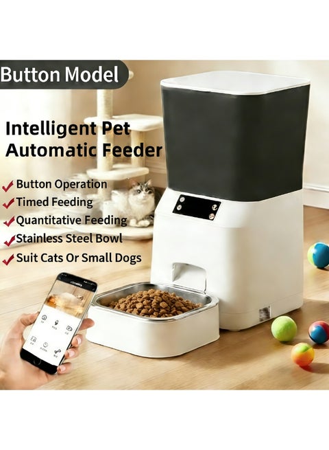Intelligent WiFi pet automatic feeder, controlled by APP for scheduled feeding, with a large capacity of 4.5L, 45° anti-clogging inclined plane design, and 10-day freshness lock