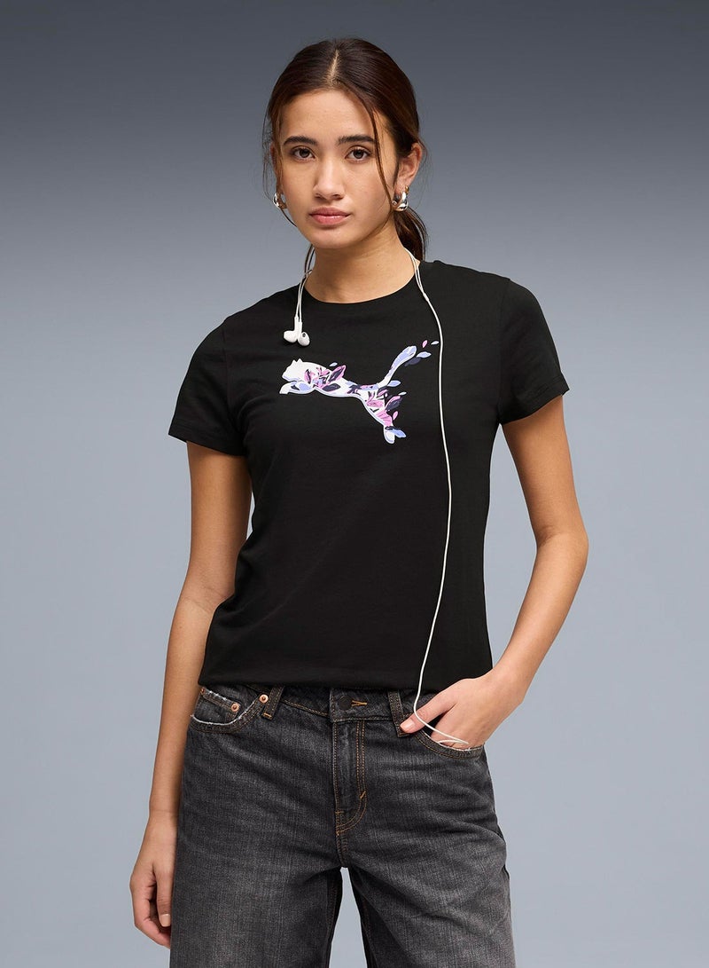 PUMA Graphics Floral Cat T-Shirt - Image 1