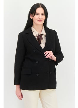 STEVE MADDEN Women Regular Fit Solid Casual Blazer, Black  - Image 1