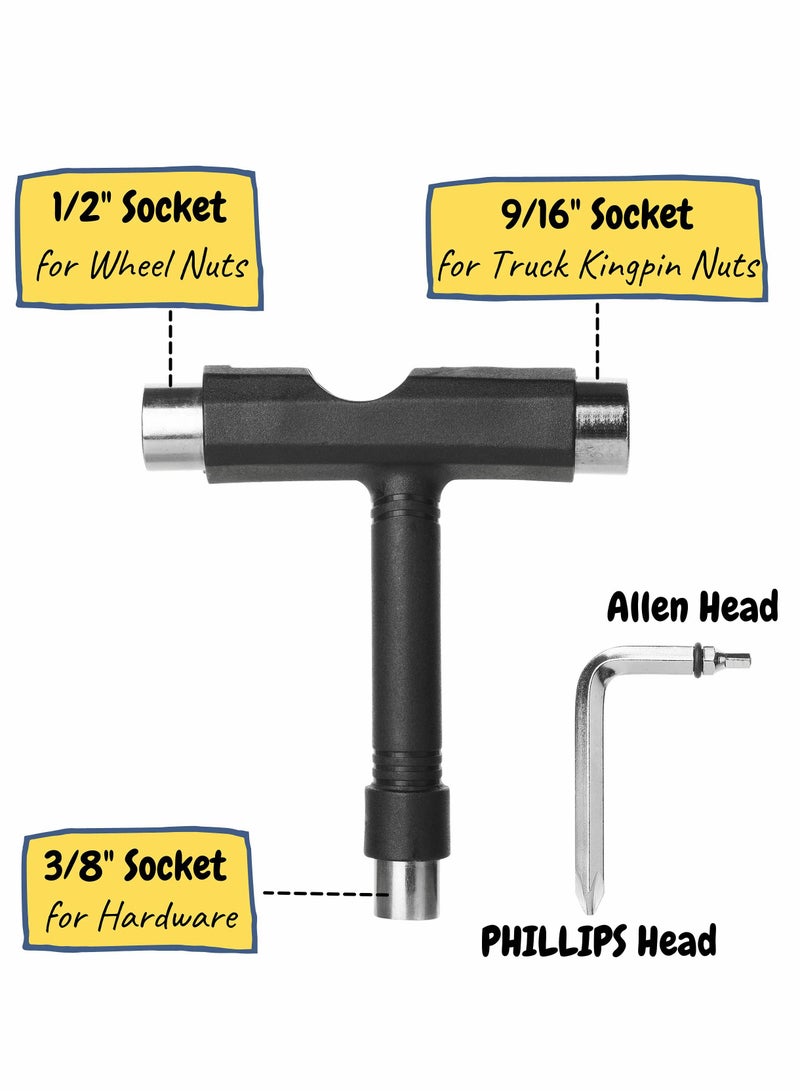 Excefore أداة التزلج، عبوة من قطعتين، أداة لوح التزلج، أداة تزلج ذات بكرات، أداة تزلج الكل في واحد، مجموعة أدوات لوح التزلج، أداة Y and T للتزلج، أداة لوح التزلج الطويل، أداة لوح التزلج الكل في واحد، مفتاح التزلج - Image 3