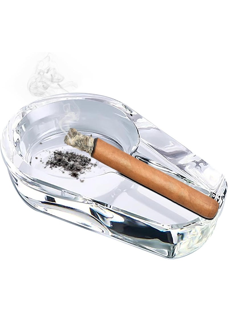 Crystal Glass Ashtray,Durable Cigar Cigarettes Ash Holder,Ash Tray for Indoor/Outdoor,Tabletop Decor Accessories for Home/Office/Hotel/Restaurants,Gift for Smoker/Men,White - Image 1