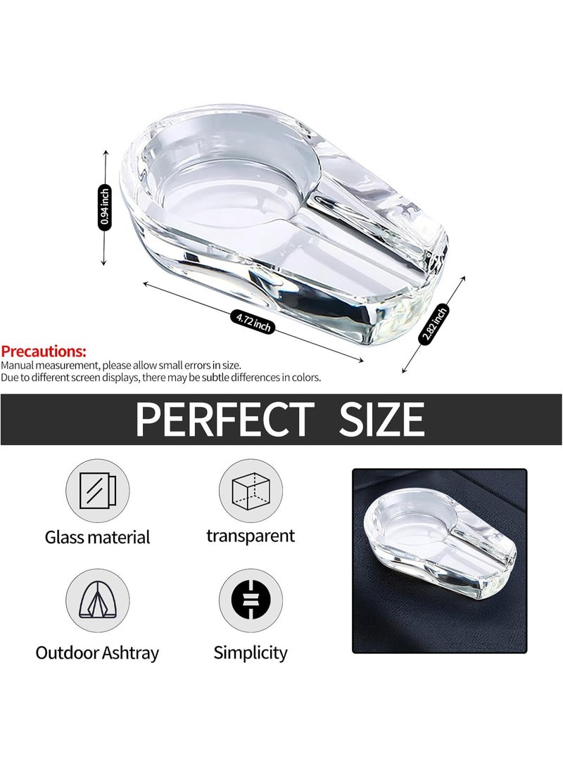 Crystal Glass Ashtray,Durable Cigar Cigarettes Ash Holder,Ash Tray for Indoor/Outdoor,Tabletop Decor Accessories for Home/Office/Hotel/Restaurants,Gift for Smoker/Men,White - Image 2