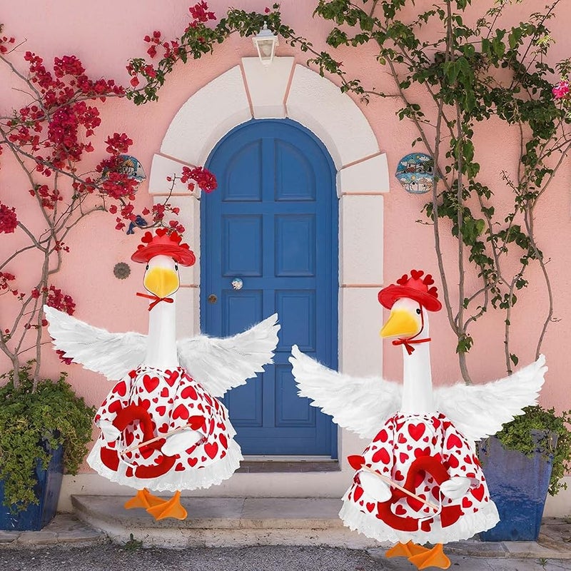 Valentine's Day Porch Goose Outfits Cupid Goose Outfit Lawn Porch Goose Clothes Fits 23 Cement Plastic Goose Statue for Valentine Outdoor Garden Yard Patio Art Decor - Image 5