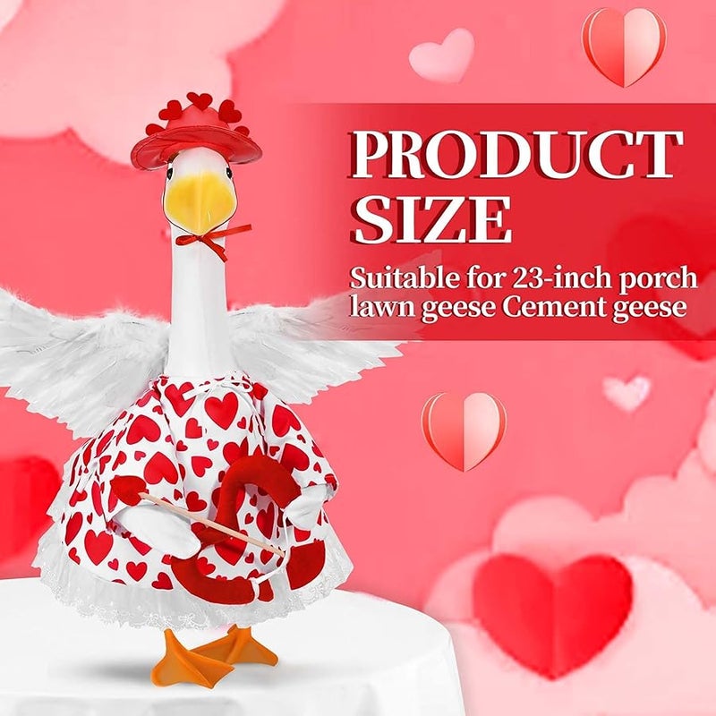 Valentine's Day Porch Goose Outfits Cupid Goose Outfit Lawn Porch Goose Clothes Fits 23 Cement Plastic Goose Statue for Valentine Outdoor Garden Yard Patio Art Decor - Image 3