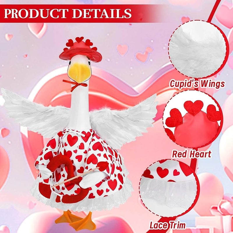 Valentine's Day Porch Goose Outfits Cupid Goose Outfit Lawn Porch Goose Clothes Fits 23 Cement Plastic Goose Statue for Valentine Outdoor Garden Yard Patio Art Decor - Image 2