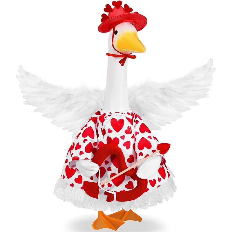 Valentine's Day Porch Goose Outfits Cupid Goose Outfit Lawn Porch Goose Clothes Fits 23 Cement Plastic Goose Statue for Valentine Outdoor Garden Yard Patio Art Decor - Image 1