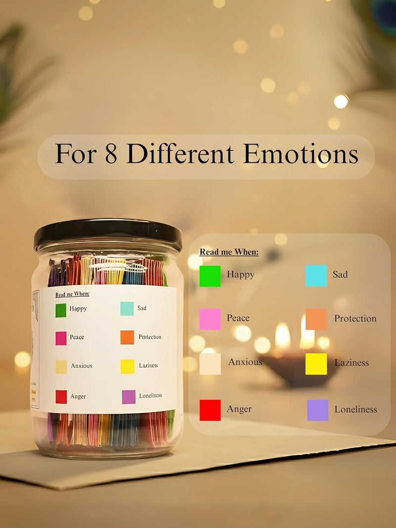 Ekanga Krishna Path Gita Jar | 64 Daily Gita Shlok Cards in 8 Emotion Colors | Spiritual Gift for Home, Office, Birthday, Anniversary, Festivals & Daily Guidance (English Translation, Pack of 1) - Image 3