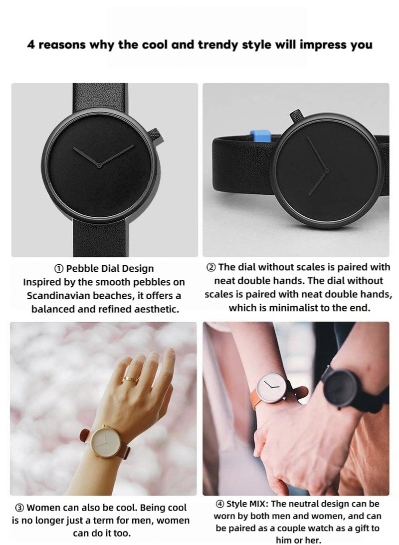 TOMI Minimalist Nordic style design without scale, fashionable and trendy, individual concept, simple and creative men's and women's watch (black) - Image 4
