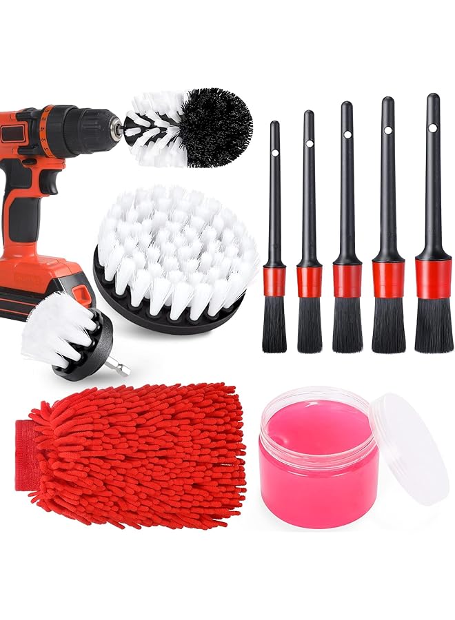 Excefore Car Detailing Kit, Car Detailing Drill Brush Set With Cleaning Gel, Car Interior Detailing Kit, Car Detailing Brushes Cleaning Kit For Wheel, Interior, Exterior, Dashboard, Leather, Air Vents - Image 1