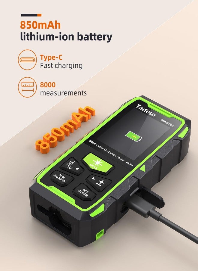 Tadeto Dual Laser Measuring Tool, 393FT/120M Bilateral Laser Measurement Tool Backlit LCD Display, Rechargeable Laser Measure with Ft/in/M Multiple Units Length/Area/Volume/Angle - Image 3