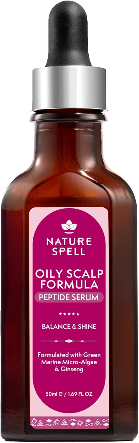 Nature Spell Oily Scalp Serum Balancing and Clarifying Lightweight Formula for Scalp and Roots with Witch Hazel Ginseng Zinc Vegan 50ml