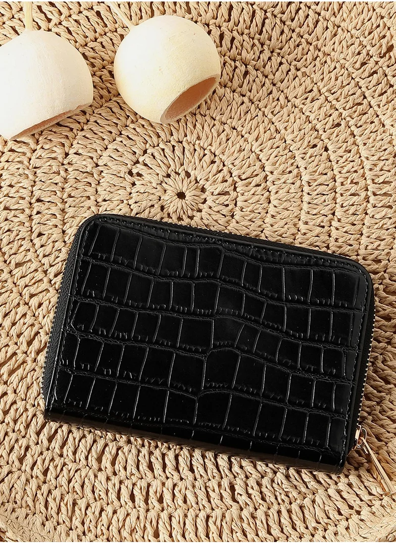 صوص هاوت Black Textured Vegan Leather Wallet