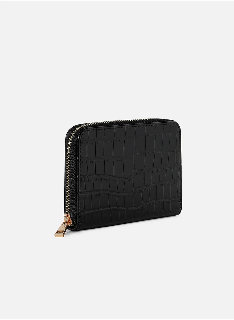 Haute Sauce Black Textured Vegan Leather Wallet