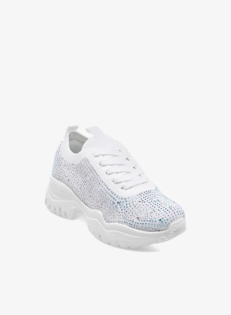 سيليست سنيكرز بناتي مزين بسول سميك وإغلاق برباط