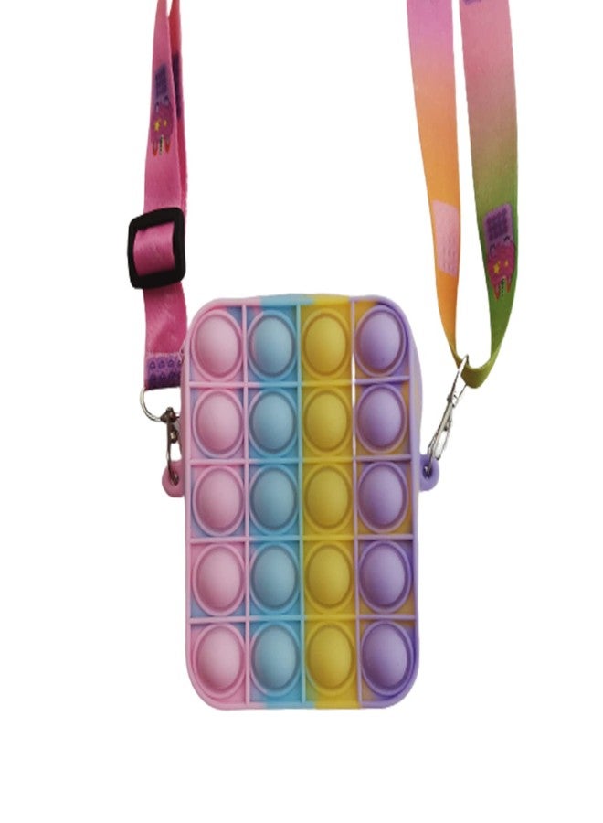 SYGA Children Pop It Fidget Silicone Bag Kids Push Popper Educational Decompression Bubble Shoulder Bag (Square Powder) - Image 1