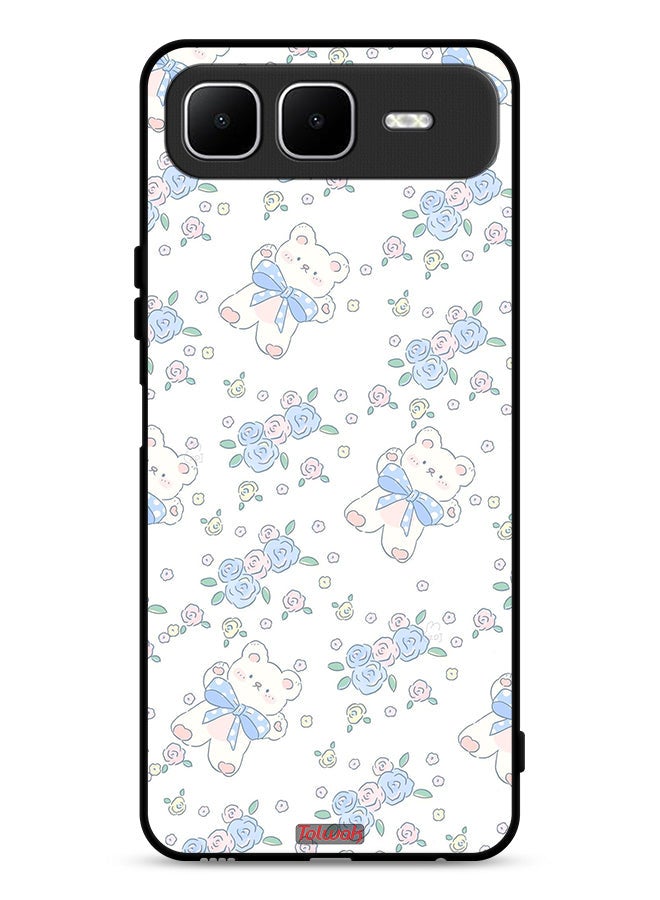 Tolwak Infinix Smart 10 Plus Protective Case Cover Cute Teddy Bear And Flowers Icon