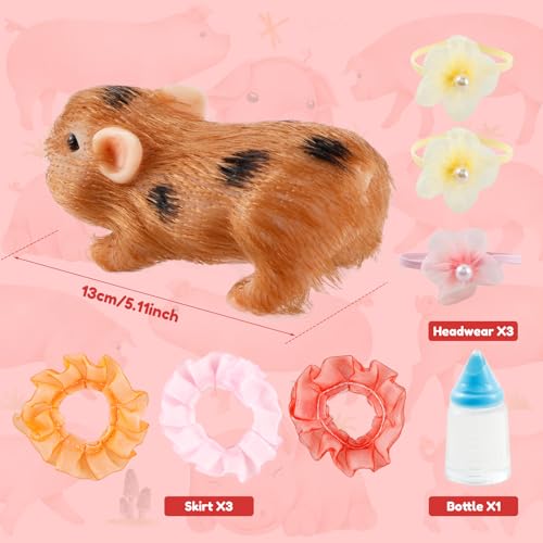 HOTBEST Silicone Pig Silicone 5 Inch Lifelike Pig Doll with Nursing Bottle and Clothing Accessories Cute Realistic Miniature Reborn Interesting Full Body Toys Brown E - Image 5