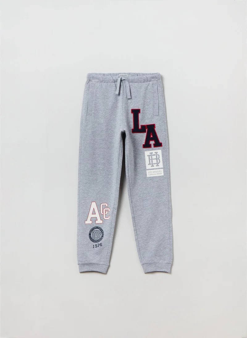 Ovs Plush joggers with patch and printed lettering