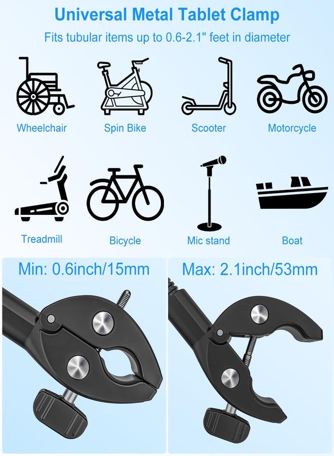 Kolasels Spin Bike Tablet Holder, Gooseneck Tablet Holder for Wheelchair, Stroller, Indoor Cycling, Gym Bicycle, Treadmill, Mic Stand, Compatible iPad Pro Air Mini, Galaxy Tabs, 4.7-12.9" Tablets - Image 4