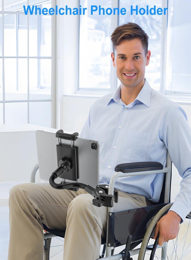 Kolasels Spin Bike Tablet Holder, Gooseneck Tablet Holder for Wheelchair, Stroller, Indoor Cycling, Gym Bicycle, Treadmill, Mic Stand, Compatible iPad Pro Air Mini, Galaxy Tabs, 4.7-12.9" Tablets - Image 2