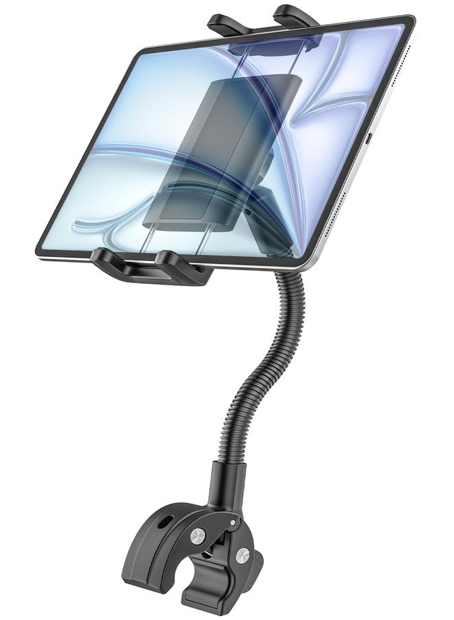 Kolasels Spin Bike Tablet Holder, Gooseneck Tablet Holder for Wheelchair, Stroller, Indoor Cycling, Gym Bicycle, Treadmill, Mic Stand, Compatible iPad Pro Air Mini, Galaxy Tabs, 4.7-12.9" Tablets - Image 1