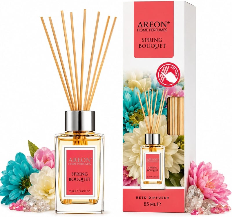 معطر جو منزلي من أريون بقضبان الخيزران + 10 قضبان راتان، باتشولي، لافندر وفانيليا، 85 مل - PS5 - Image 1