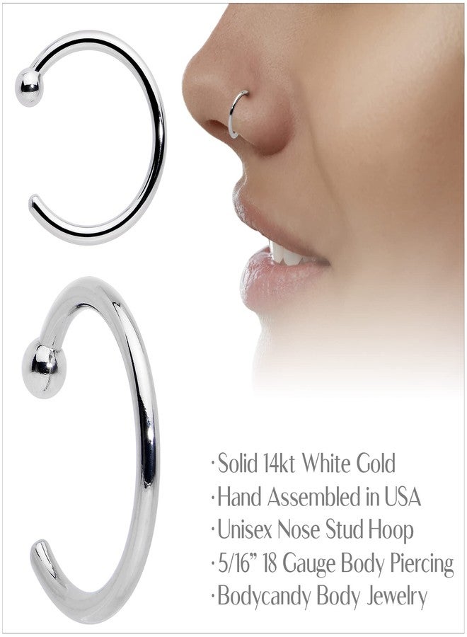 Body Candy Nose Hoops 14k Gold White Gold Nose Ring Piercing Jewelry 18 Gauge 5/16" - Image 4