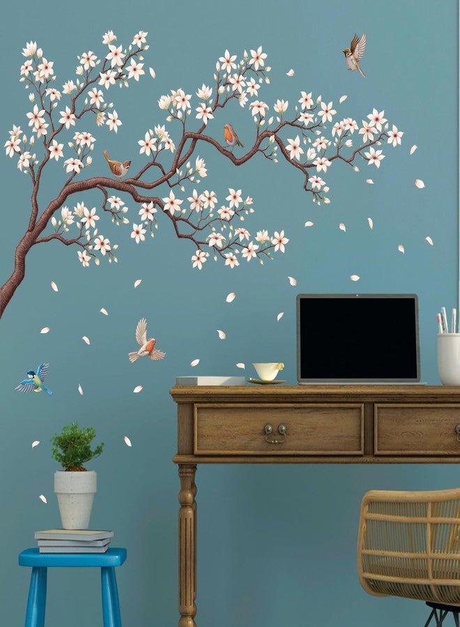 DECOWALL SG2-2424 White Cherry Blossom Branch Wall Decal Stickers 45.8"x24.3" Removable DIY Romantic Tree Murals Peel and Stick Art Home Decor for Girls Bedroom Nursery Rooms Living - Image 2