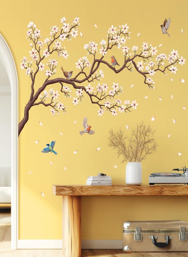 DECOWALL SG2-2424 White Cherry Blossom Branch Wall Decal Stickers 45.8"x24.3" Removable DIY Romantic Tree Murals Peel and Stick Art Home Decor for Girls Bedroom Nursery Rooms Living - Image 4