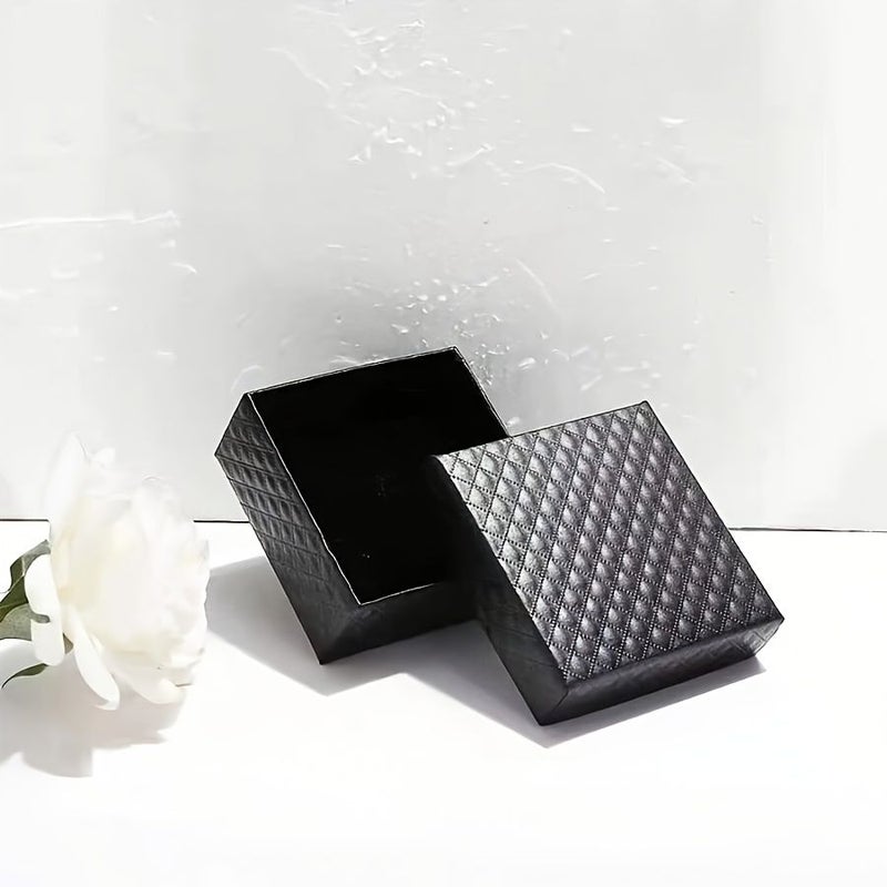 Jewelry Box Set 10 Pieces Plaid Pattern Silvery Necklace Ring Earring Storage Black - Image 5